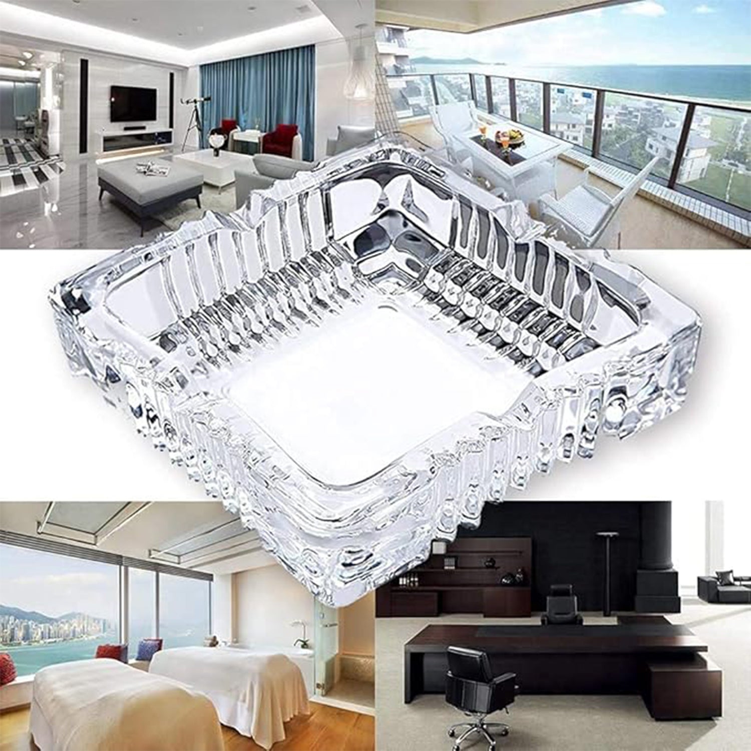 Square Glass Misti Crystal Quality Cigar Cigarette Ashtray Round Tabletop for Home Office Indoor Outdoor Home Decor Square Glass Misti Crystal Quality Cigar Cigarette Ashtray Round Tabletop for Home Office Indoor Outdoor Home Decor